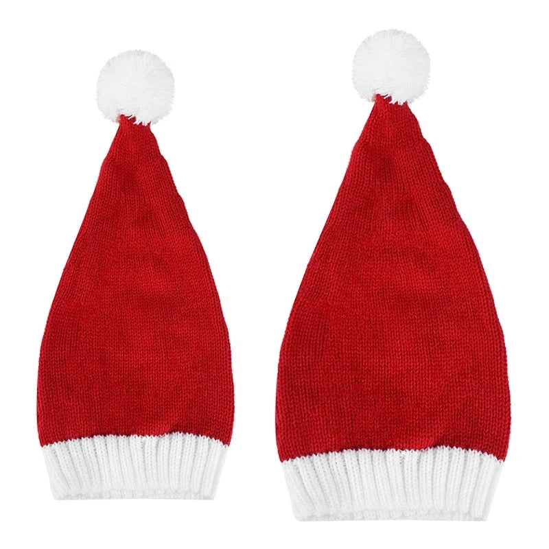 Gorro de Natal de Malha com Pompom: Fofo e Macio para Adultos e Crianças