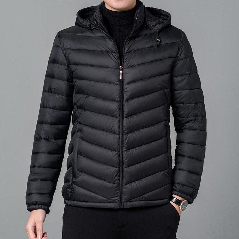 Jaqueta de Inverno Masculina Parka Acolchoada com Capuz e Zíper: Estilo e Conforto para Dias Gelados - Loja Universo 4V