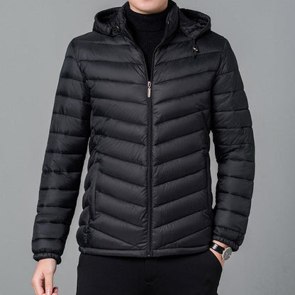 Jaqueta de Inverno Masculina Parka Acolchoada com Capuz e Zíper: Estilo e Conforto para Dias Gelados - Loja Universo 4V