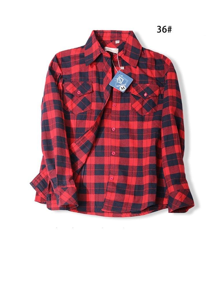 Camisas Femininas Xadrez de Mangas Compridas: Estilo Casual em Alta - Loja Universo 4V