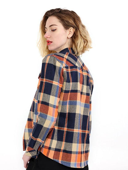 Camisas Femininas Xadrez de Mangas Compridas: Estilo Casual em Alta - Loja Universo 4V