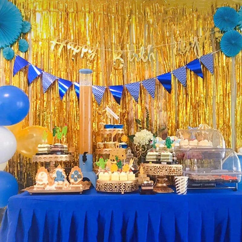 Novo 4/2/1 Pacote de Festa para Pano de Fundo: Adicione Brilho e Charme com Franjas Metálicas ou Cortinas - Loja Universo 4V