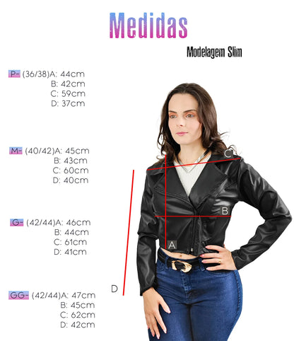 Jaqueta Feminina Slim de Courino Pixel – Estilo Sofisticado com Toque Moderno