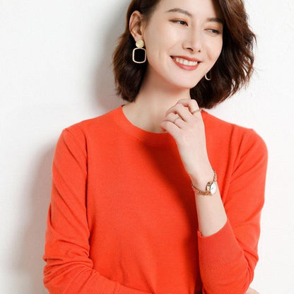 Camisola Feminina de Inverno com Decote em O: Pulôver Quente e Casual - Loja Universo 4V