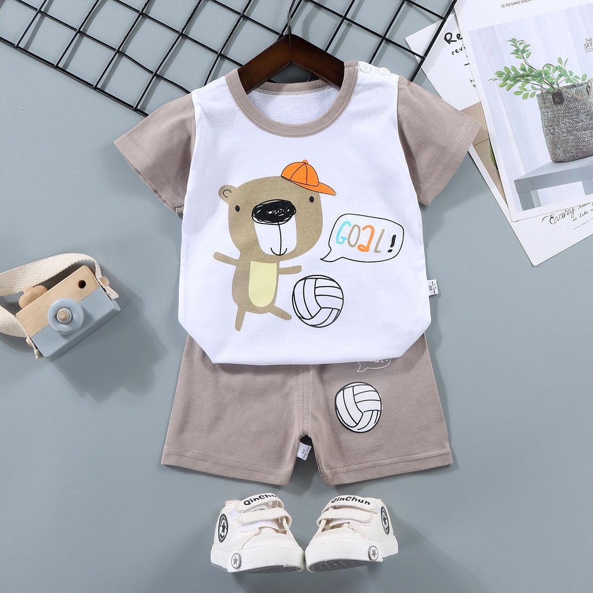Novo Conjunto de Roupas Infantis Desenho Animado: T-shirt e Calças para Meninos e Meninas - Conforto e Estilo para os Bebês - Loja Universo 4V