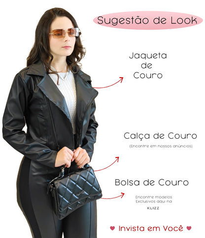 Jaqueta Feminina Slim de Courino Pixel – Estilo Sofisticado com Toque Moderno