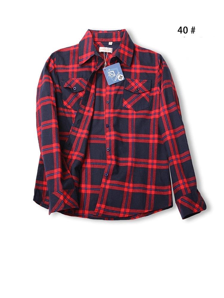 Camisas Femininas Xadrez de Mangas Compridas: Estilo Casual em Alta - Loja Universo 4V