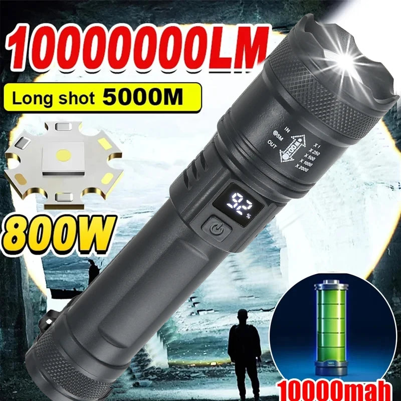 Lanterna Tática LED 2000LM Recarregável com Display