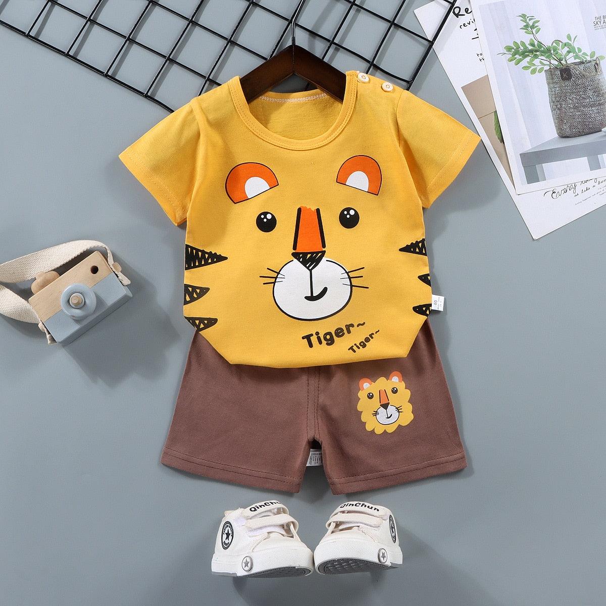 Novo Conjunto de Roupas Infantis Desenho Animado: T-shirt e Calças para Meninos e Meninas - Conforto e Estilo para os Bebês - Loja Universo 4V