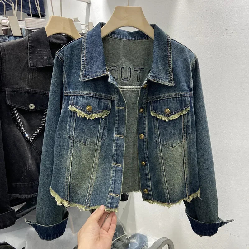 Jaqueta Feminina Jeans – Estilo Clássico com Toque Coreano e Caimento Solto