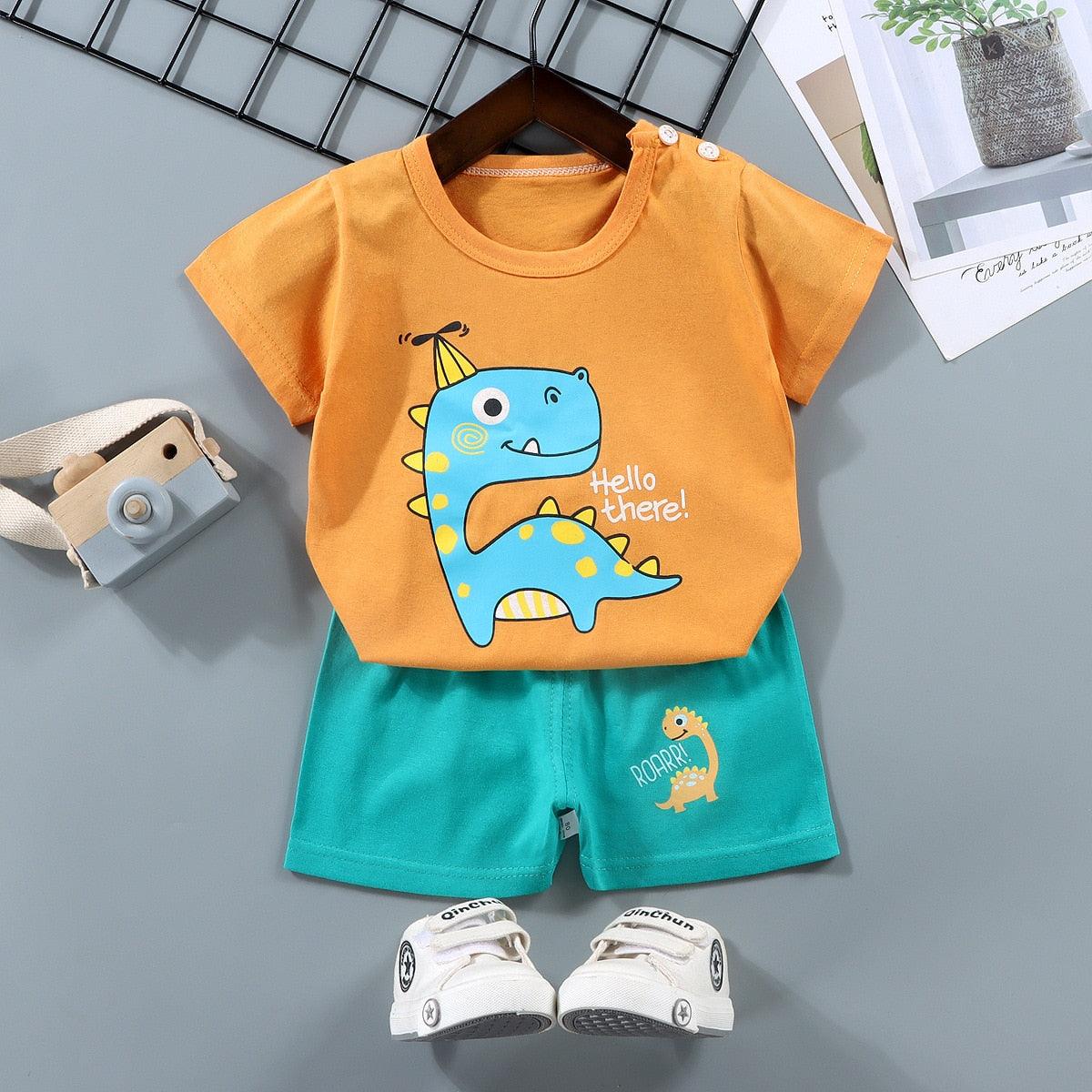Novo Conjunto de Roupas Infantis Desenho Animado: T-shirt e Calças para Meninos e Meninas - Conforto e Estilo para os Bebês - Loja Universo 4V