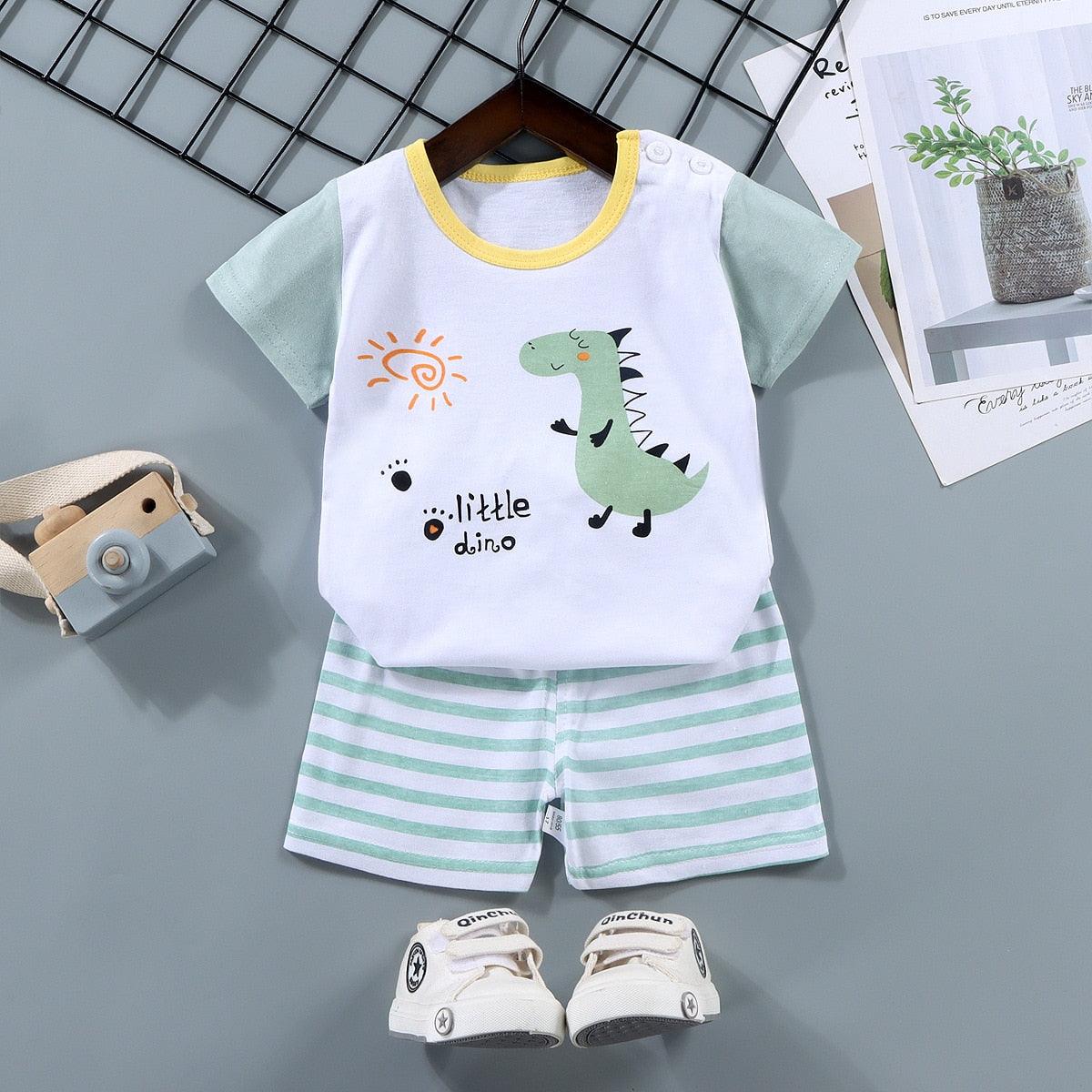 Novo Conjunto de Roupas Infantis Desenho Animado: T-shirt e Calças para Meninos e Meninas - Conforto e Estilo para os Bebês - Loja Universo 4V