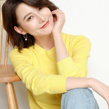 Camisola Feminina de Inverno com Decote em O: Pulôver Quente e Casual - Loja Universo 4V