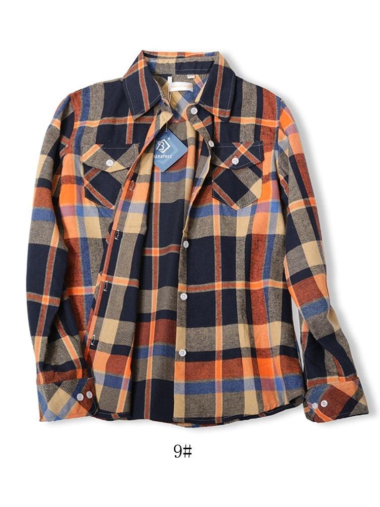 Camisas Femininas Xadrez de Mangas Compridas: Estilo Casual em Alta - Loja Universo 4V