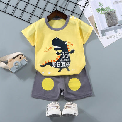 Novo Conjunto de Roupas Infantis Desenho Animado: T-shirt e Calças para Meninos e Meninas - Conforto e Estilo para os Bebês - Loja Universo 4V