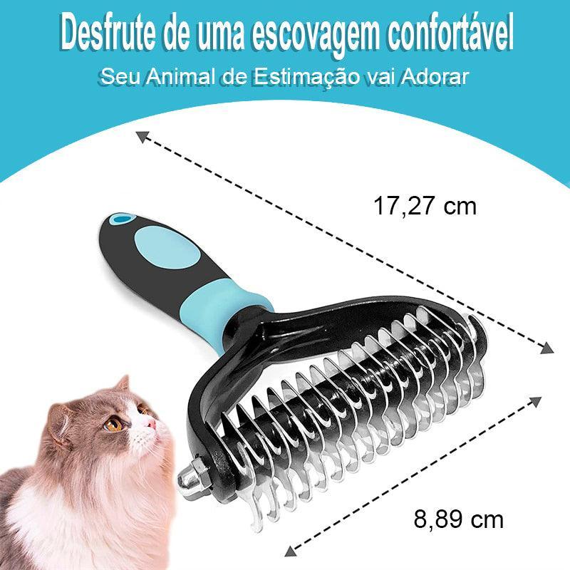 Escova profissional para descamação de animais de estimação com 2 lados (pente para cães e escova para gatos) - Loja Universo 4V