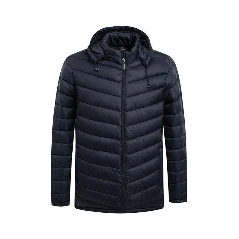 Jaqueta de Inverno Masculina Parka Acolchoada com Capuz e Zíper: Estilo e Conforto para Dias Gelados - Loja Universo 4V