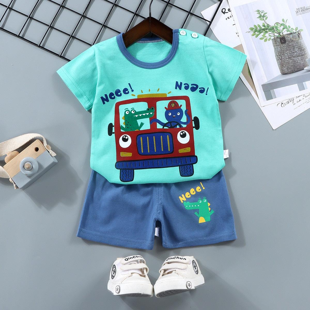 Novo Conjunto de Roupas Infantis Desenho Animado: T-shirt e Calças para Meninos e Meninas - Conforto e Estilo para os Bebês - Loja Universo 4V