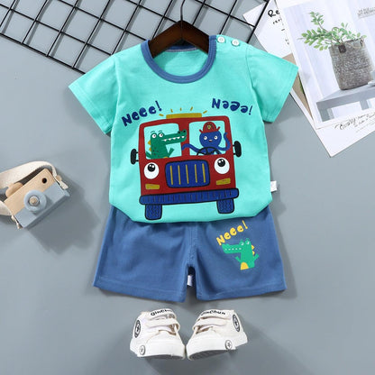 Novo Conjunto de Roupas Infantis Desenho Animado: T-shirt e Calças para Meninos e Meninas - Conforto e Estilo para os Bebês - Loja Universo 4V