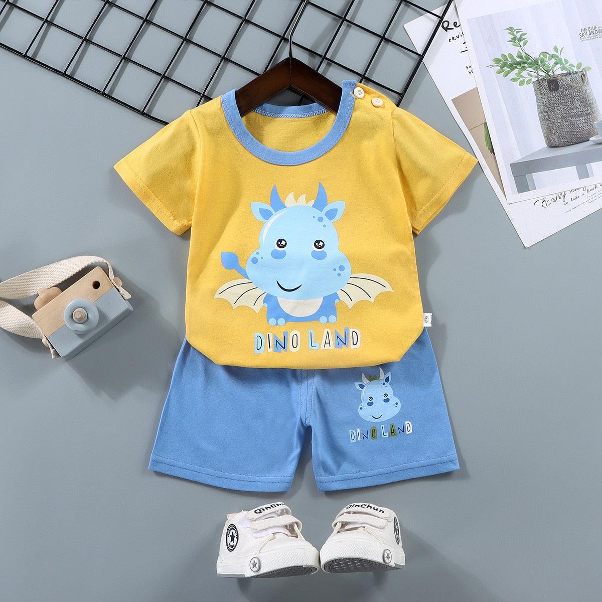 Novo Conjunto de Roupas Infantis Desenho Animado: T-shirt e Calças para Meninos e Meninas - Conforto e Estilo para os Bebês - Loja Universo 4V