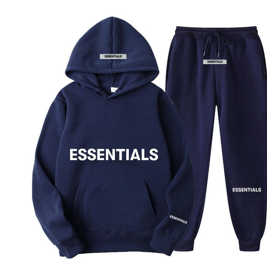Conjunto de Moletom com Capuz Essentials: Conforto Refletivo em Estilo Unissex - Loja Universo 4V