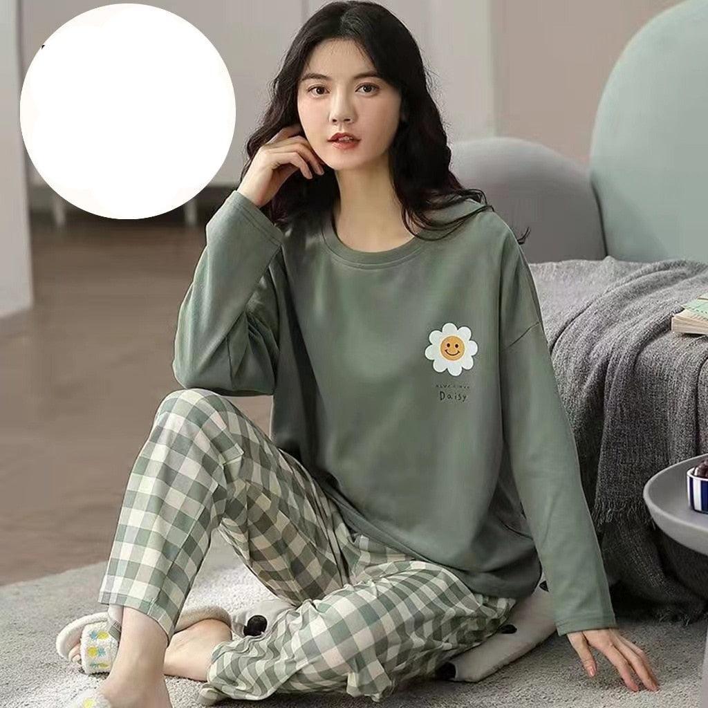 Novo Pijama Feminino de Outono e Inverno: Manga Longa para Conforto e Estilo na Estação Mais Fria - Loja Universo 4V