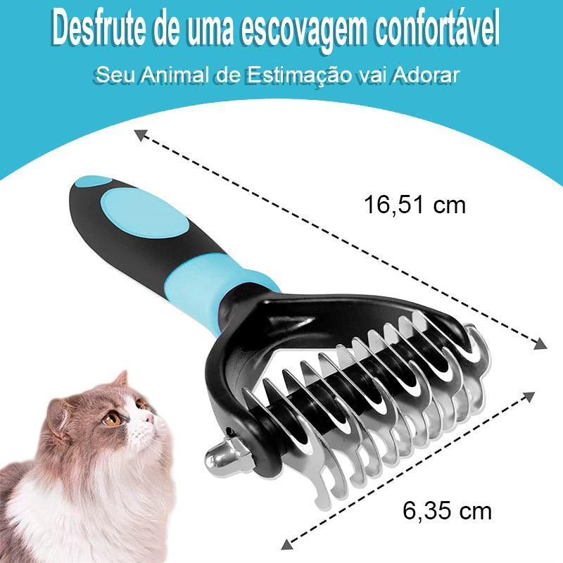 Escova profissional para descamação de animais de estimação com 2 lados (pente para cães e escova para gatos) - Loja Universo 4V