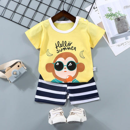 Novo Conjunto de Roupas Infantis Desenho Animado: T-shirt e Calças para Meninos e Meninas - Conforto e Estilo para os Bebês - Loja Universo 4V
