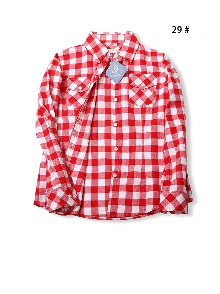 Camisas Femininas Xadrez de Mangas Compridas: Estilo Casual em Alta - Loja Universo 4V