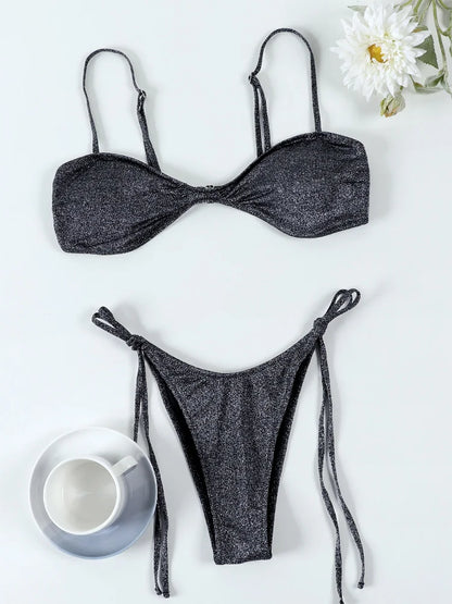 Conjunto de Biquíni Triângulo Miyouj com Bandage - Elegância e Brilho para o Verão