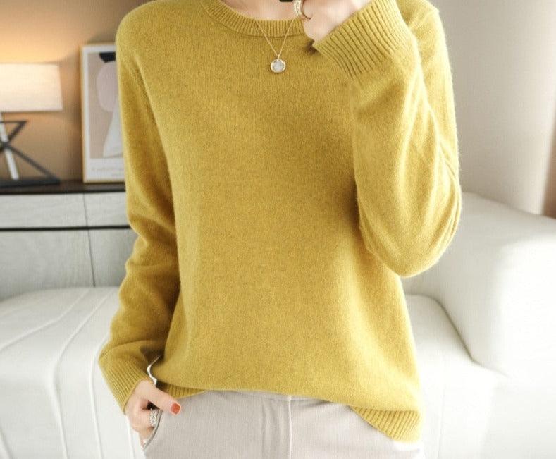 Camisola Feminina de Inverno com Decote em O: Pulôver Quente e Casual - Loja Universo 4V