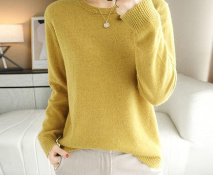 Camisola Feminina de Inverno com Decote em O: Pulôver Quente e Casual - Loja Universo 4V