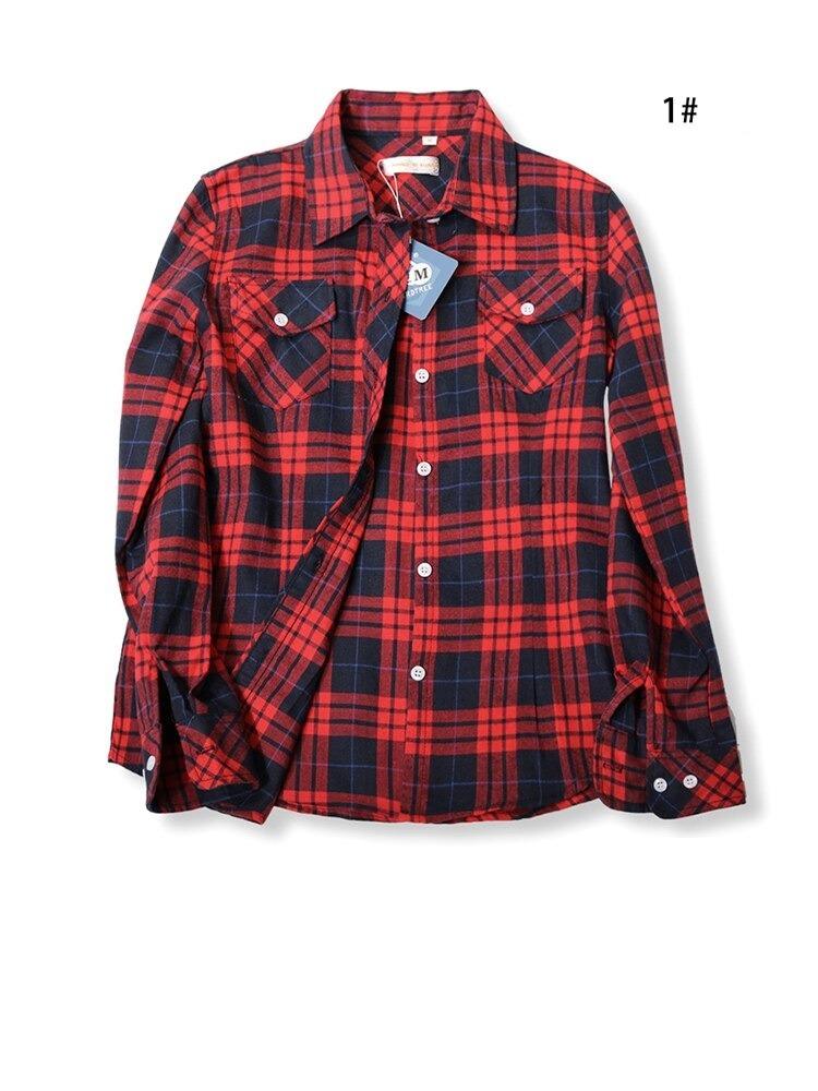 Camisas Femininas Xadrez de Mangas Compridas: Estilo Casual em Alta - Loja Universo 4V