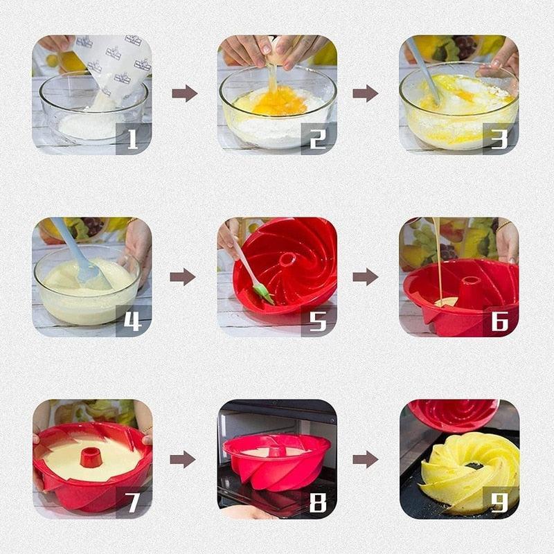 Assadeira de Silicone Molde de Bolo Antiaderente Design em Espiral