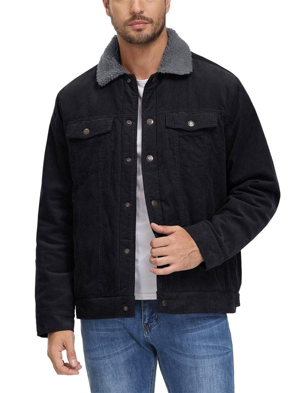 Jaqueta Masculina de Veludo Cotelê Forrada com Lã Sherpa: Estilo e Conforto em Dias Frios - Loja Universo 4V