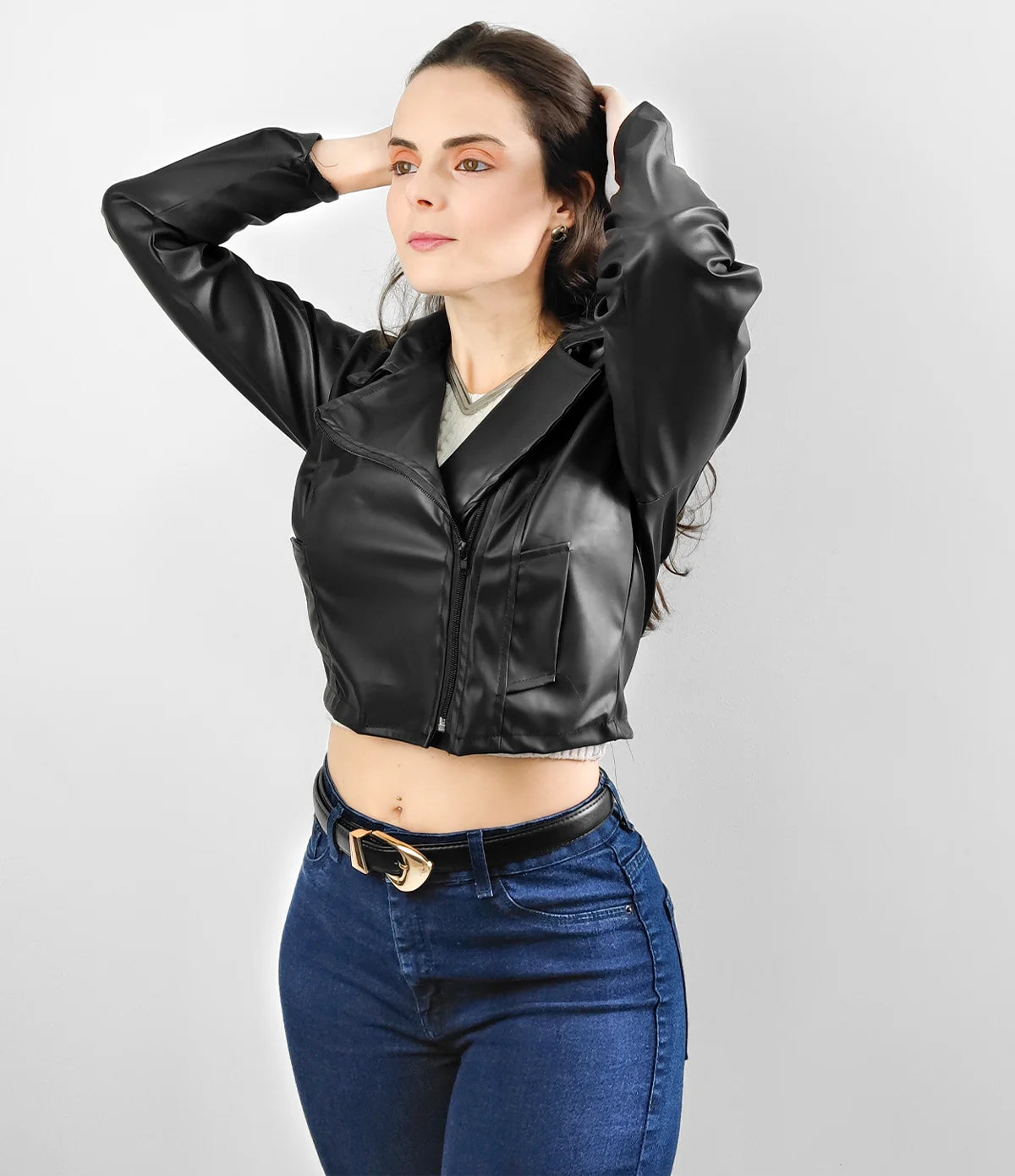 Jaqueta Feminina Slim de Courino Pixel – Estilo Sofisticado com Toque Moderno