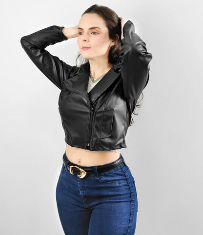 Jaqueta Feminina Slim de Courino Pixel – Estilo Sofisticado com Toque Moderno