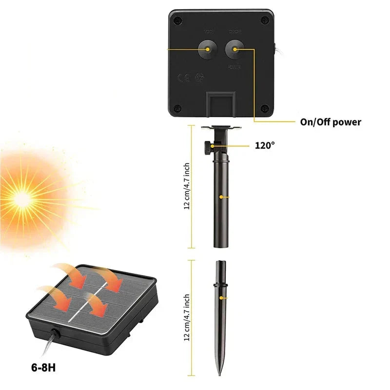 Luzes de Fada Solares para Jardim - Iluminação à Prova D'Água para Decoração Externa 32m/22m/11m/7m