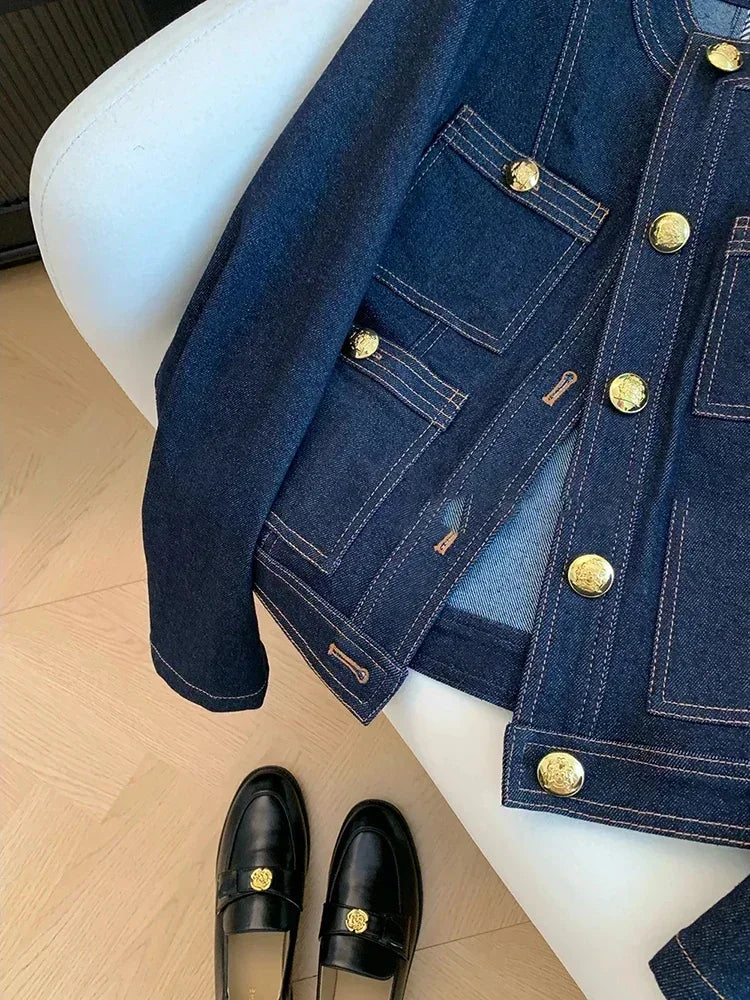 Jaqueta Feminina Jeans – Estilo Clássico com Toque Coreano e Caimento Solto