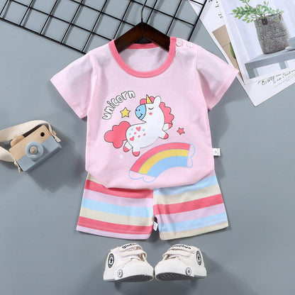 Novo Conjunto de Roupas Infantis Desenho Animado: T-shirt e Calças para Meninos e Meninas - Conforto e Estilo para os Bebês - Loja Universo 4V