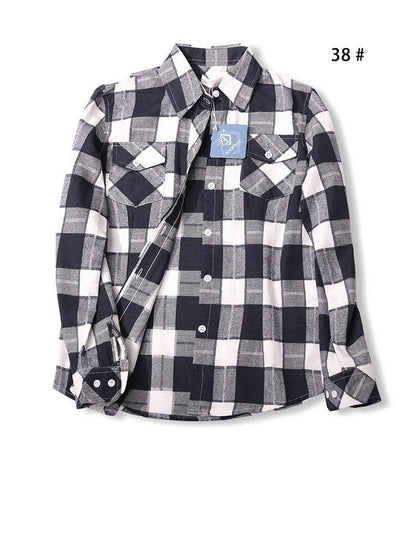 Camisas Femininas Xadrez de Mangas Compridas: Estilo Casual em Alta - Loja Universo 4V