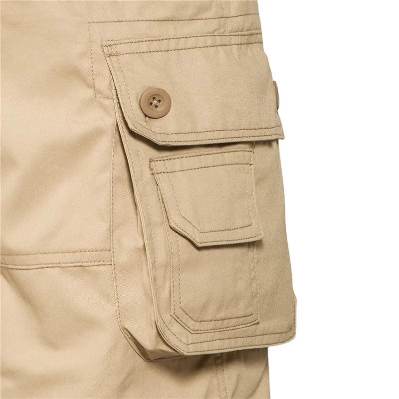 Shorts Masculinos Soltos de Tamanho Grande com Múltiplos Bolsos