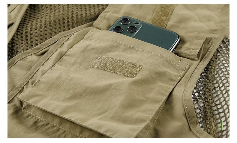 FGKKS 2025 Colete de lazer ao ar livre masculino novo multi-bolso respirável casaco esportivo