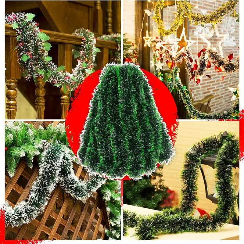 Guirlanda de Fitas Verdes de Natal - Decoração DIY para Árvores e Festas