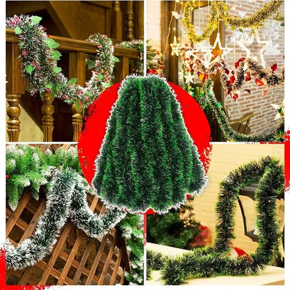 Guirlanda de Fitas Verdes de Natal - Decoração DIY para Árvores e Festas