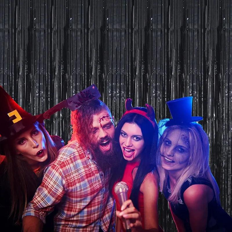 Novo 4/2/1 Pacote de Festa para Pano de Fundo: Adicione Brilho e Charme com Franjas Metálicas ou Cortinas - Loja Universo 4V