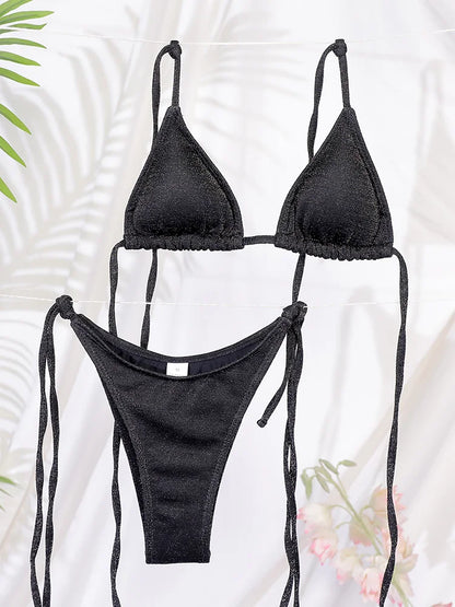 Conjunto de Biquíni Triângulo Miyouj com Bandage - Elegância e Brilho para o Verão