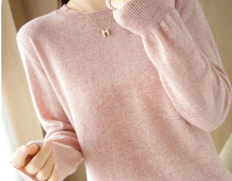 Camisola Feminina de Inverno com Decote em O: Pulôver Quente e Casual - Loja Universo 4V