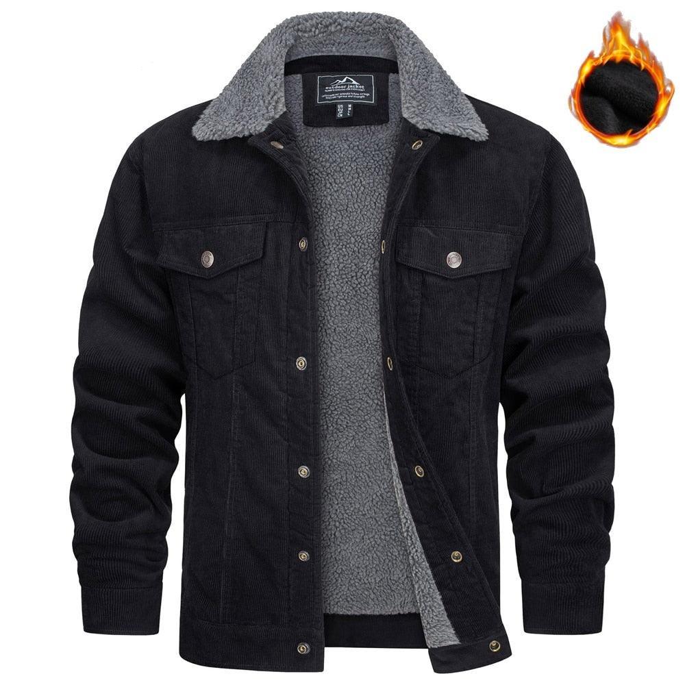 Jaqueta Masculina de Veludo Cotelê Forrada com Lã Sherpa: Estilo e Conforto em Dias Frios - Loja Universo 4V