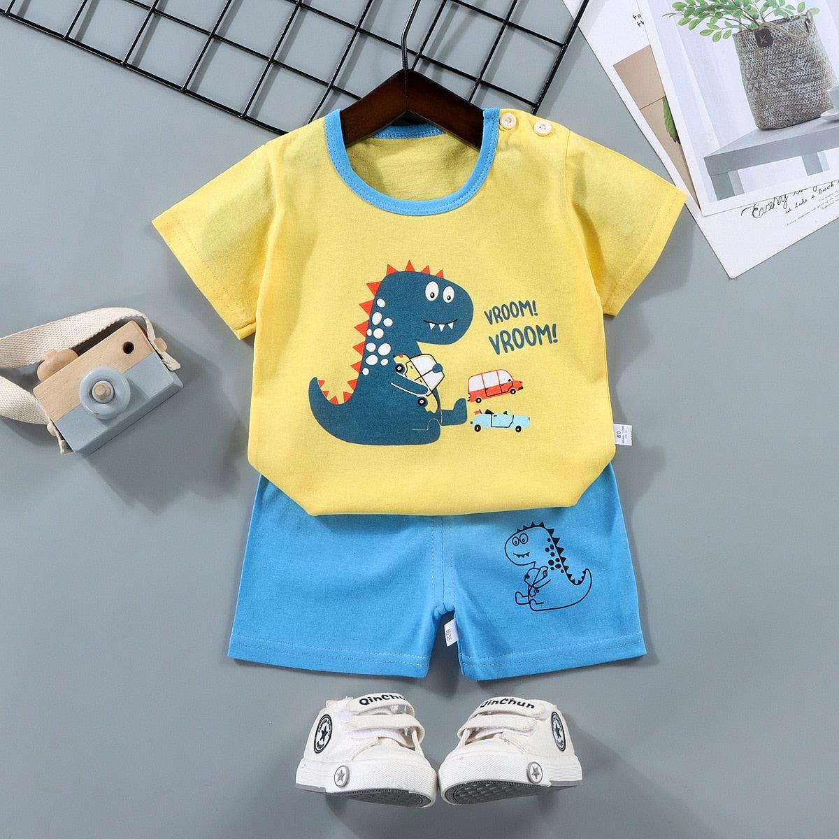 Novo Conjunto de Roupas Infantis Desenho Animado: T-shirt e Calças para Meninos e Meninas - Conforto e Estilo para os Bebês - Loja Universo 4V